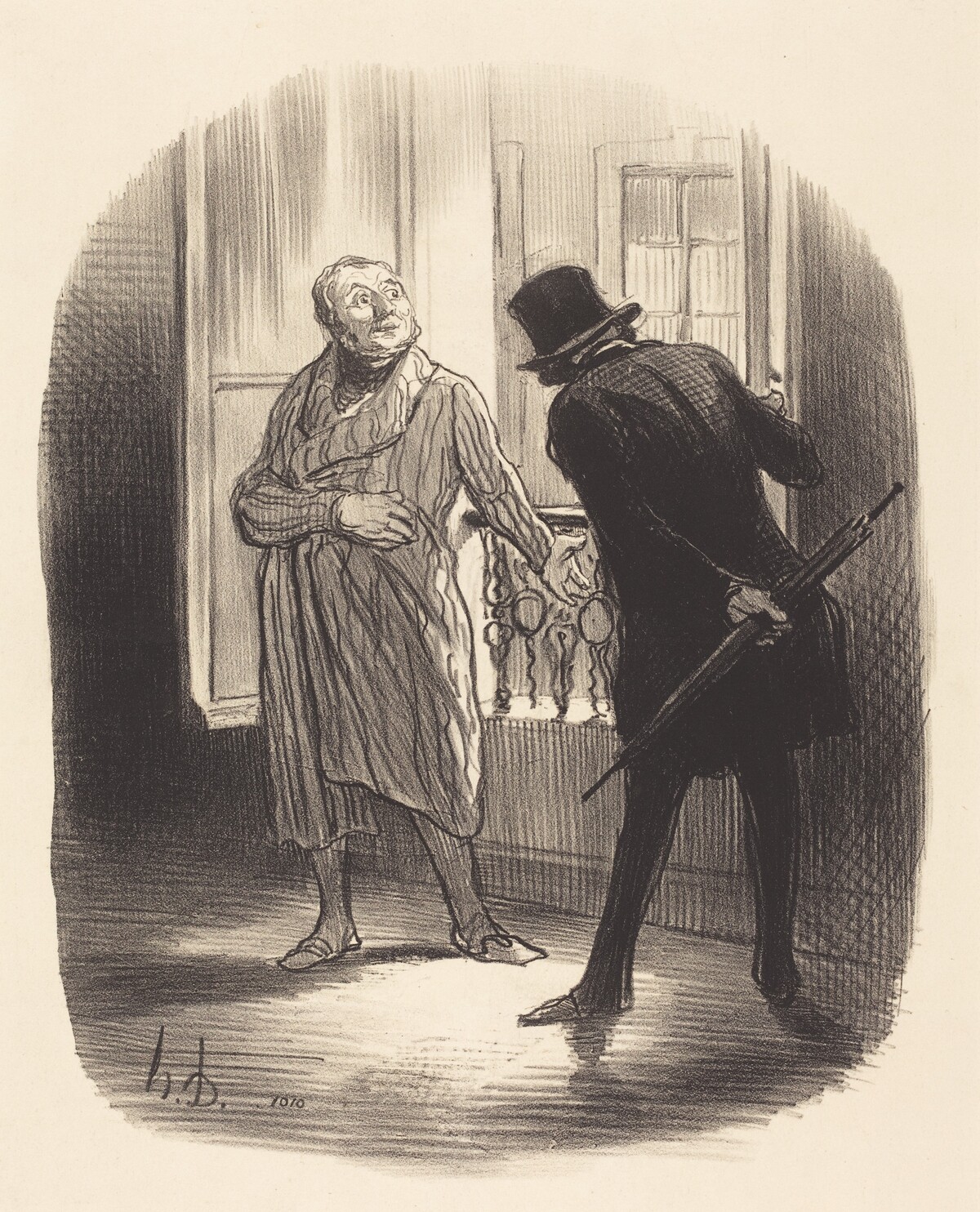 Ce logement est un peu cher, pour la place Royale... by Honoré Daumier