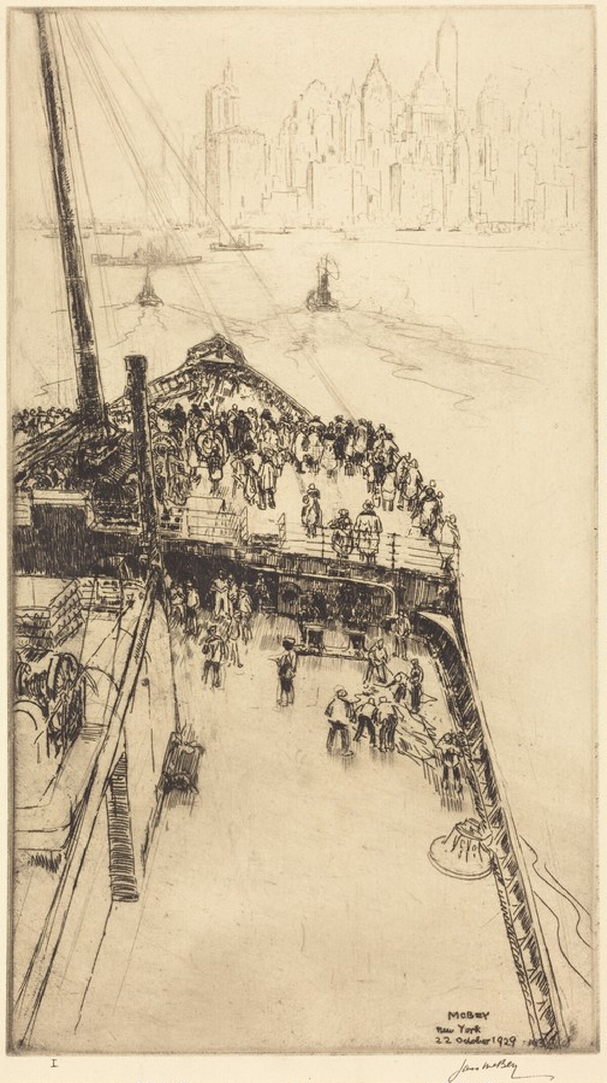 Approaching New York, No.2 (Upright Plate) by James McBey