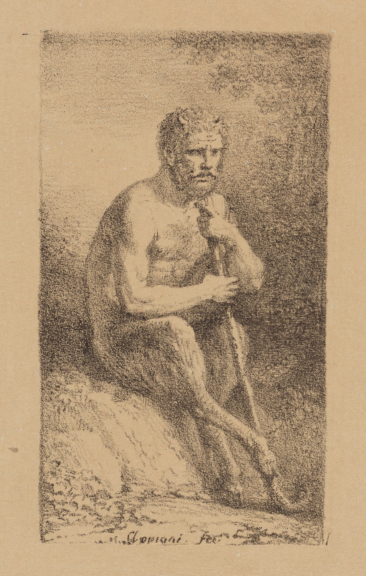 A Satyr Seated in a Landscape by Andrea Appiani