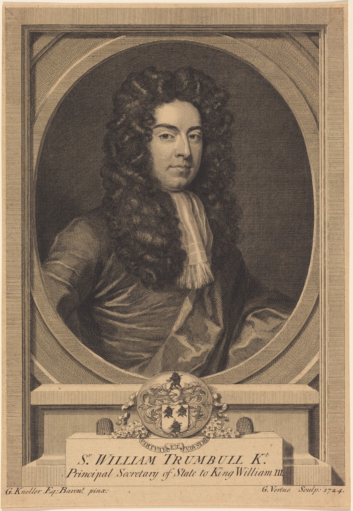 William Trumbull by George Vertue after Sir Godfrey Kneller