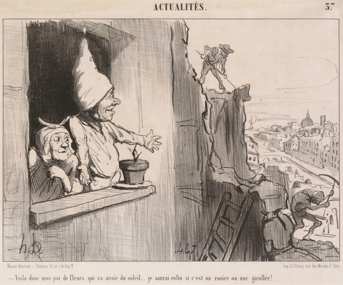Voila... mon pot de fleurs... va avoir du soleil... by Honoré Daumier