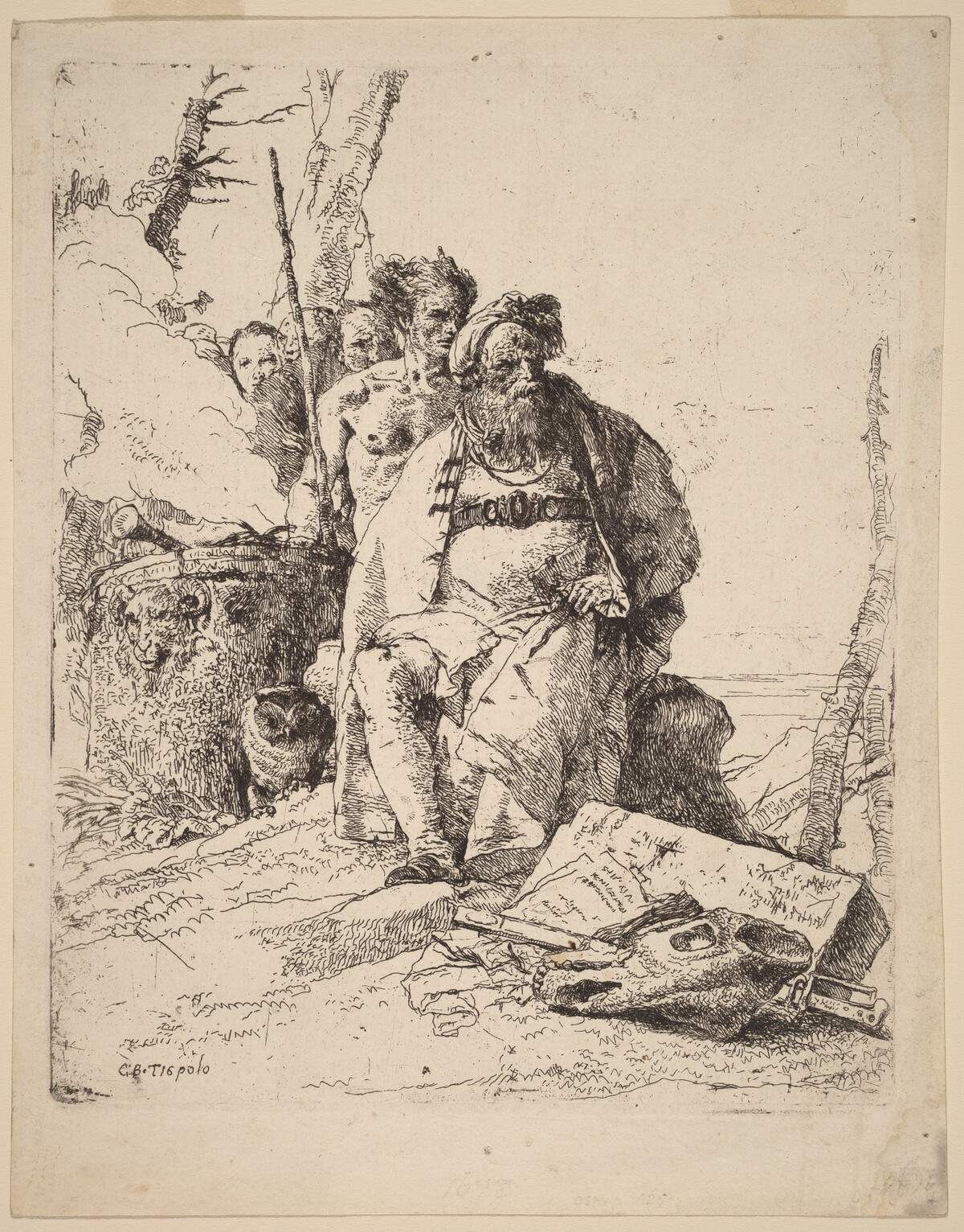 Seated Magician with Other Figures beside an Altar by Giovanni Battista Tiepolo