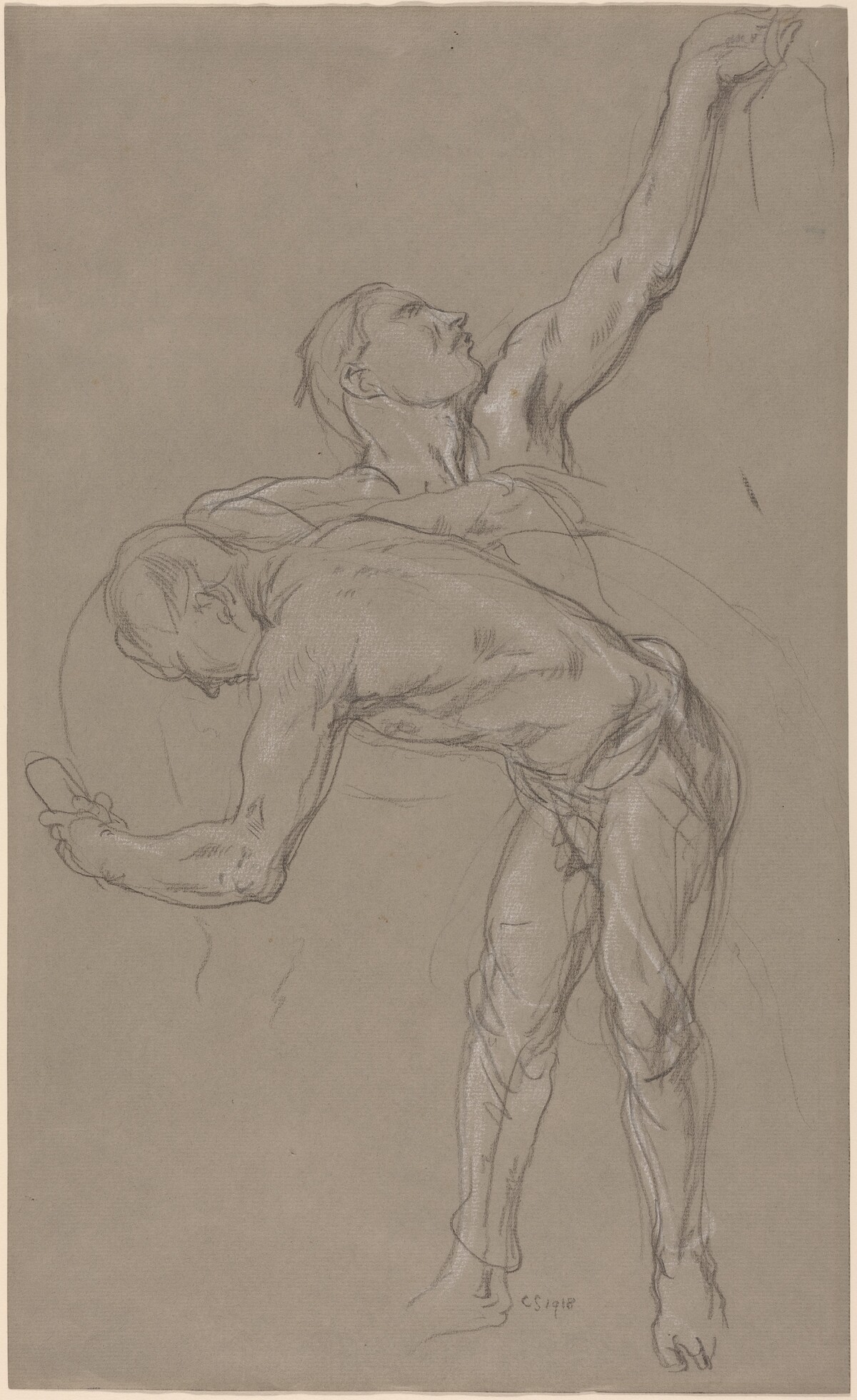 Two Male Figures: Study for "The Good Samaritan" by Charles Hazelwood Shannon