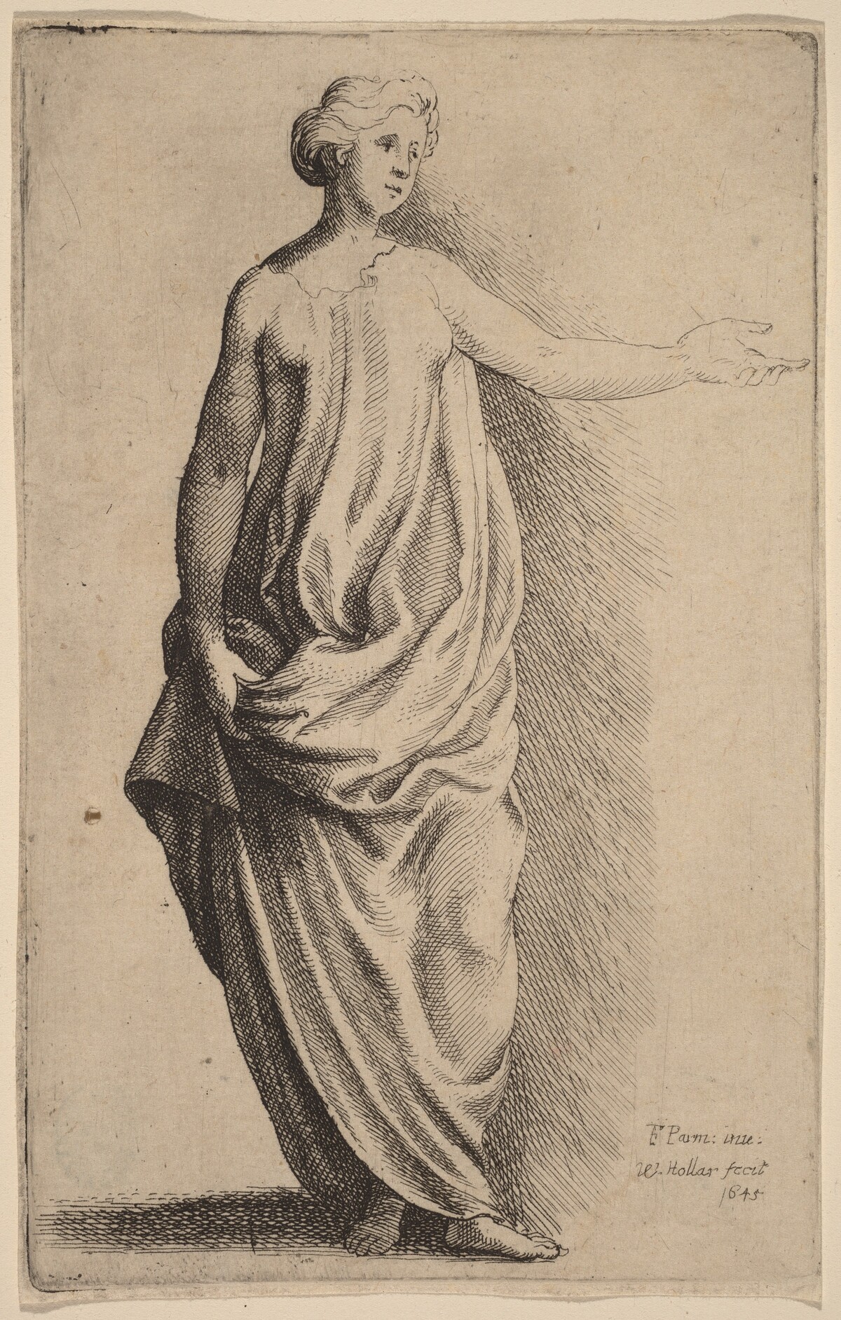 Standing Figure by Wenceslaus Hollar after Parmigianino