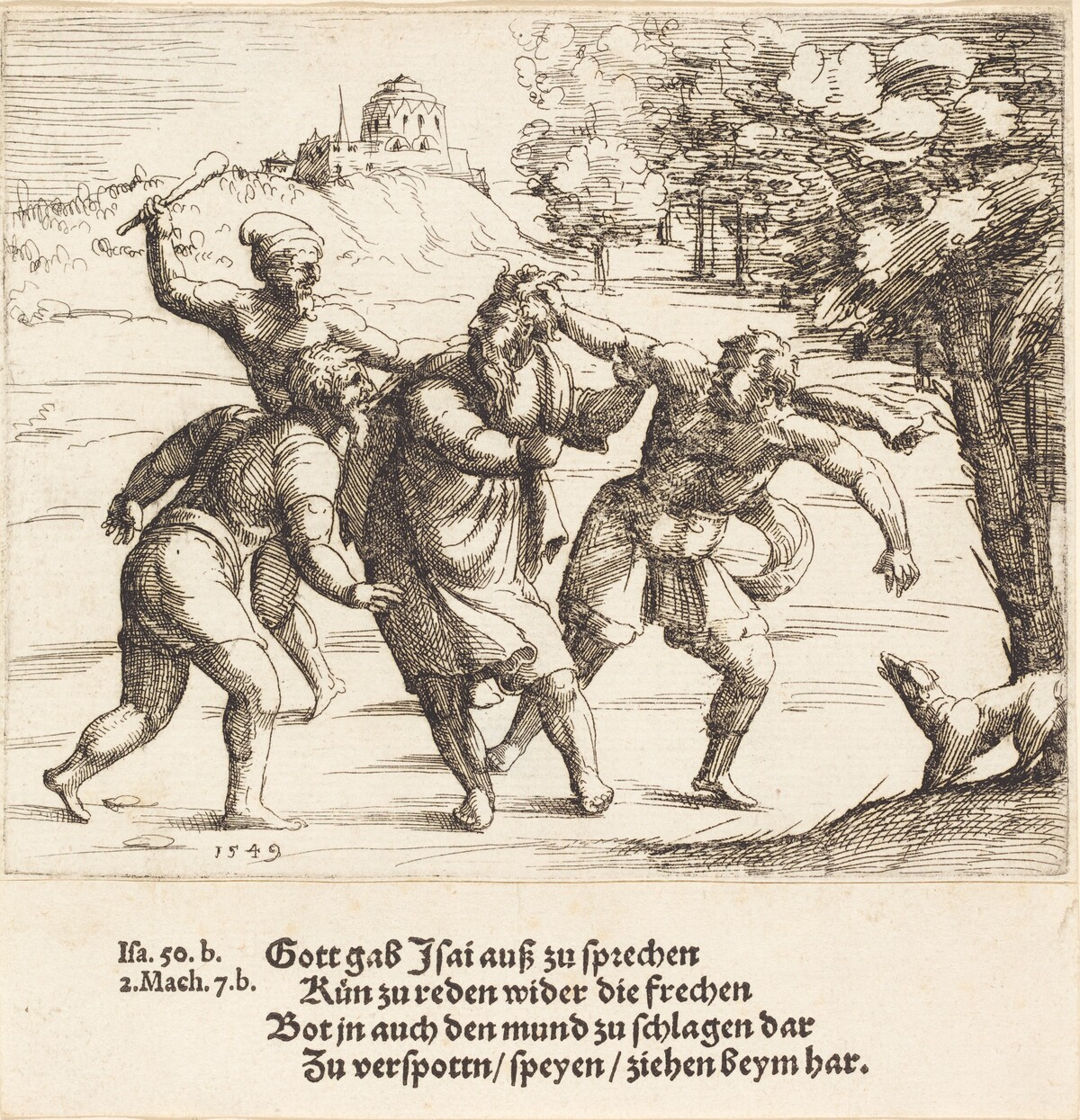 Isaiah Accepts Mockery because of His Faith by Augustin Hirschvogel
