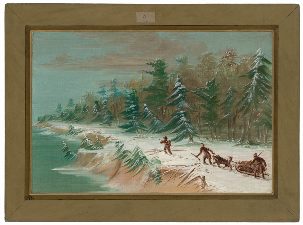 Returning to Fort Frontenac by Sled.  February 1679 by George Catlin