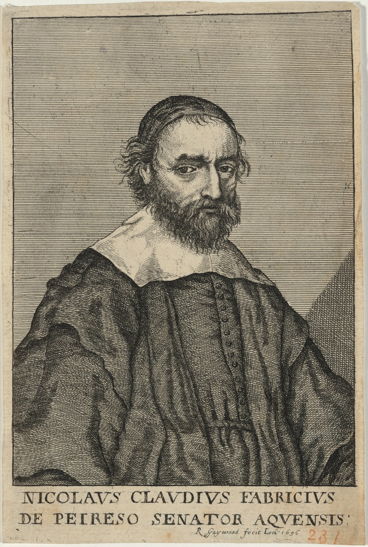 Nicholas Claude Fabri de Peireso, French Antiquary by Robert Gaywood after Claude Mellan