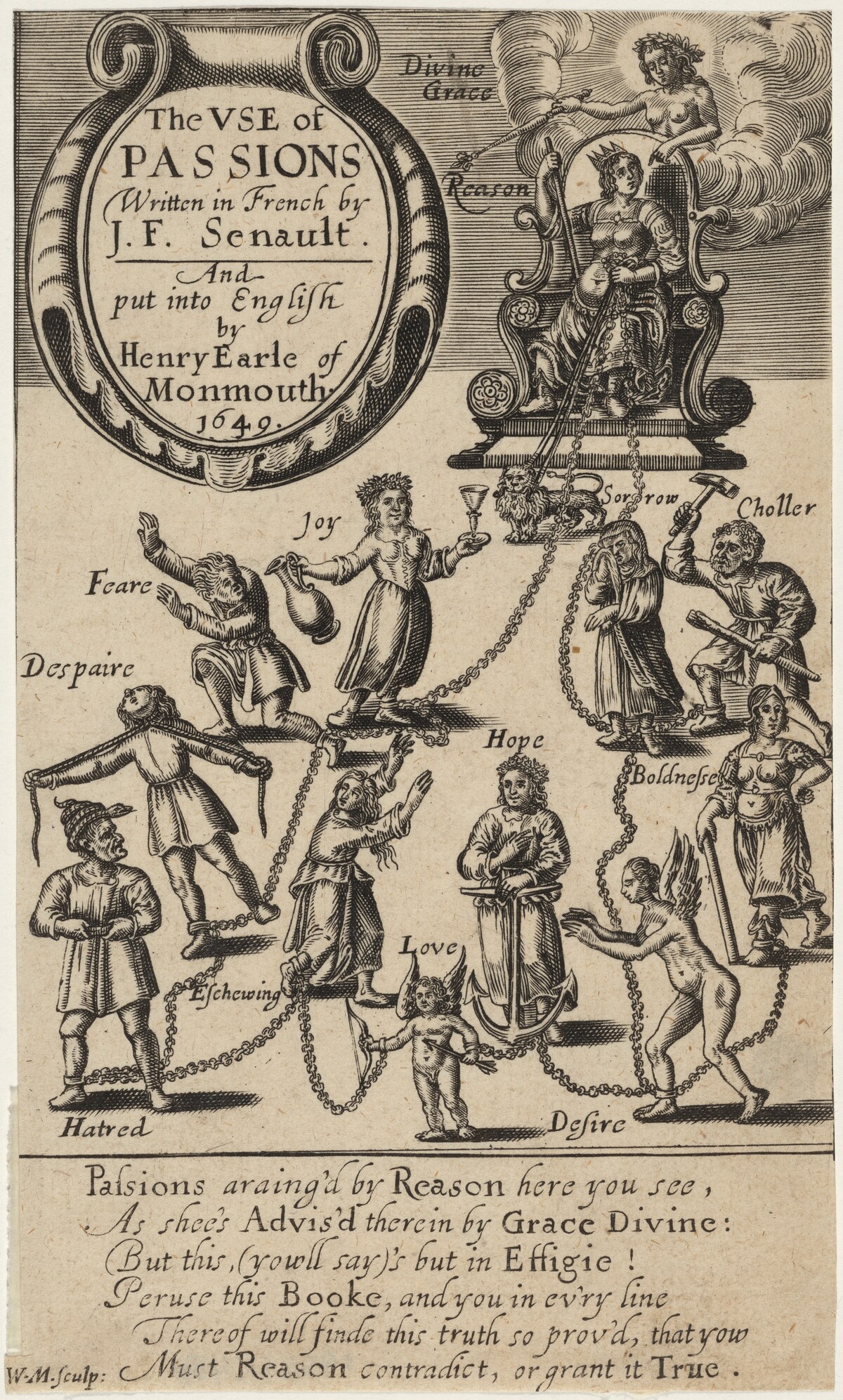 Title Page to J.F. Lenault, The Use of the Passions by William Marshall