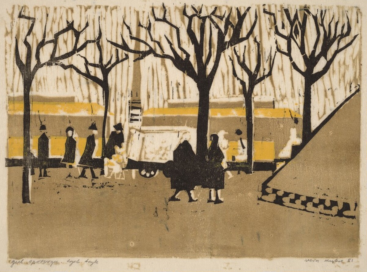 Girls with Wagon by Vera Myhre