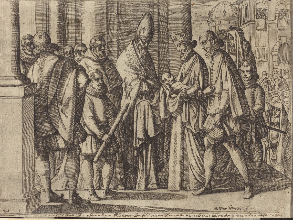 Philip as a Boy Before Margaret of Austria [verso] by Antonio Tempesta