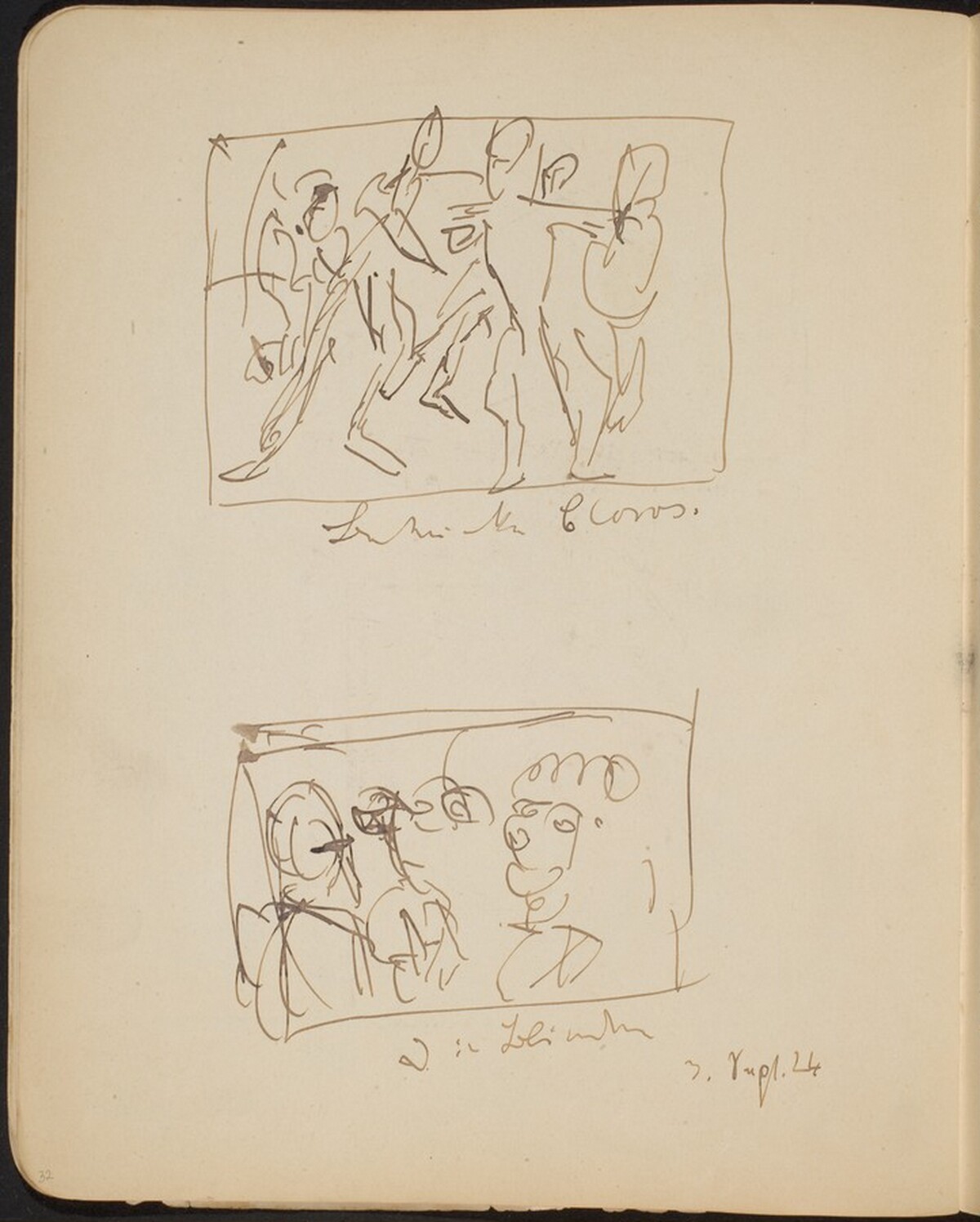 Zwei mehrfigurige bezeichnete Skizzen (Two Sketches with Inscriptions) [p. 32] by Max Beckmann