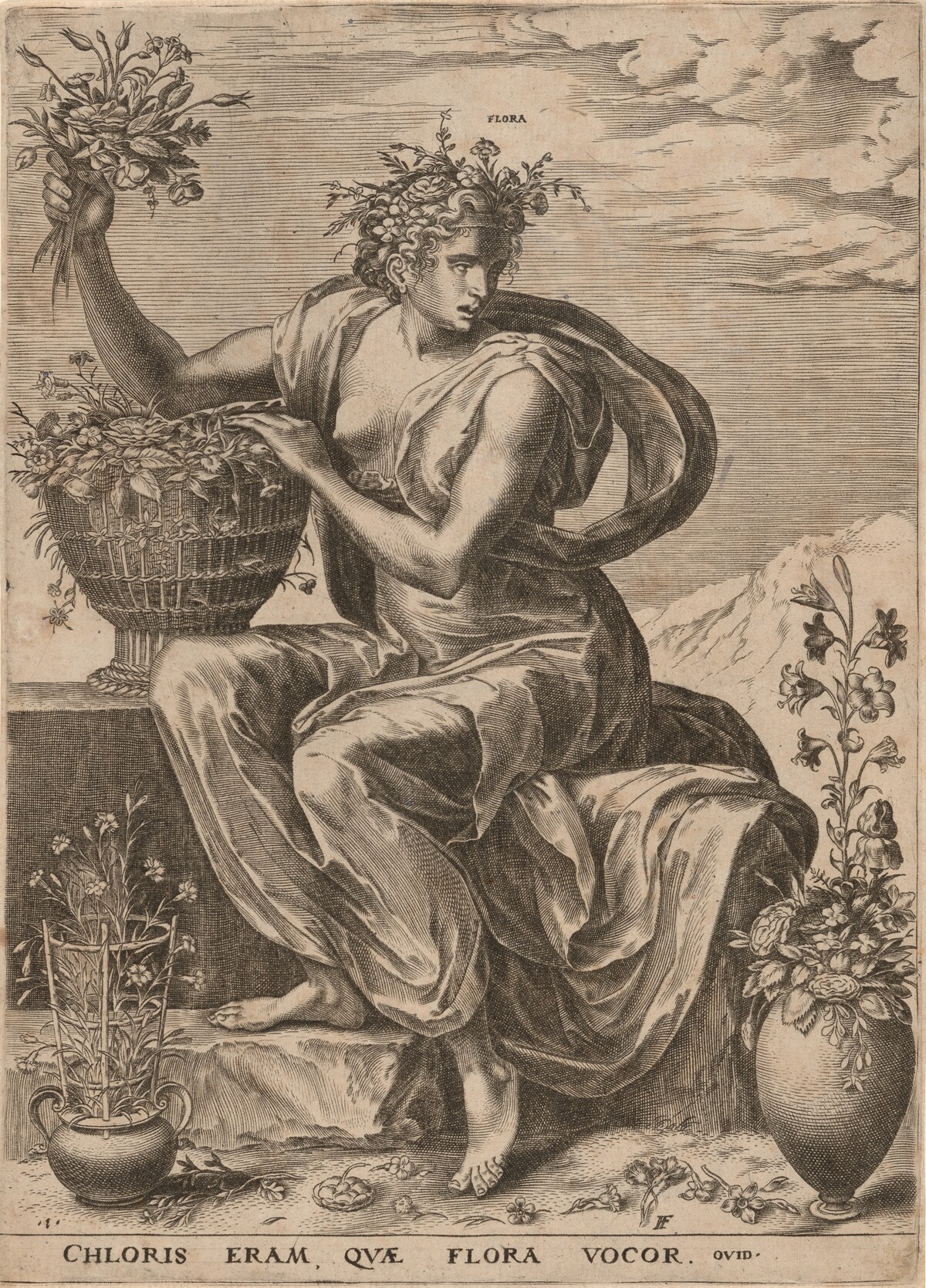 Flora by Cornelis Cort, after Frans Floris I