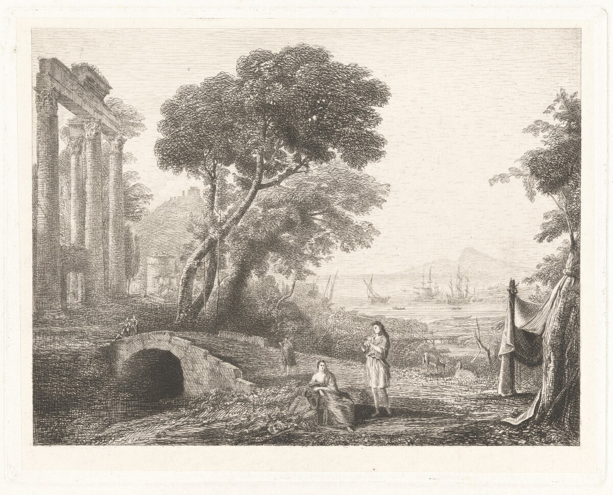 Italian Landscape by Maxime Lalanne, after Claude Lorrain