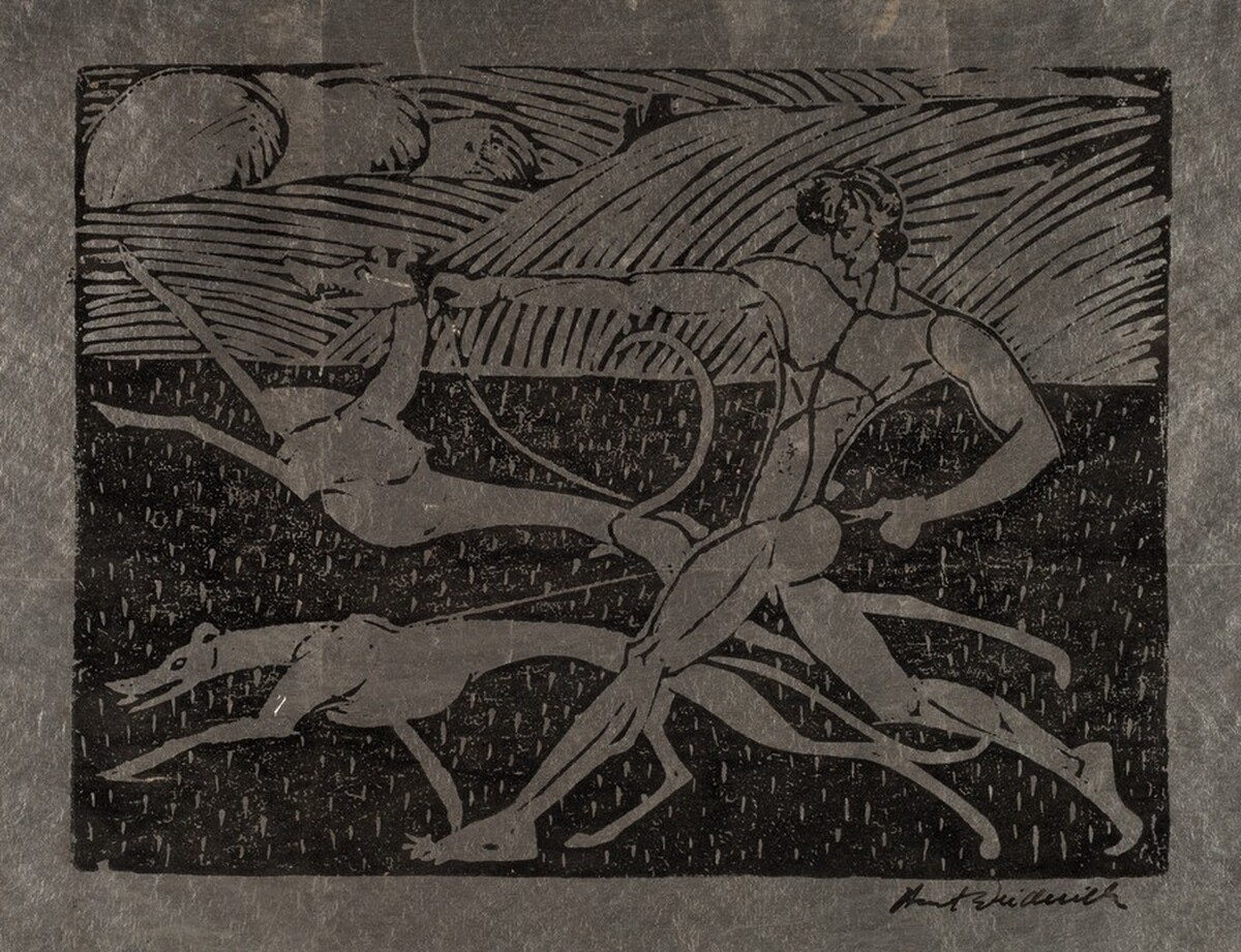 Hounds in Leash by Wilhelm Hunt Diederich