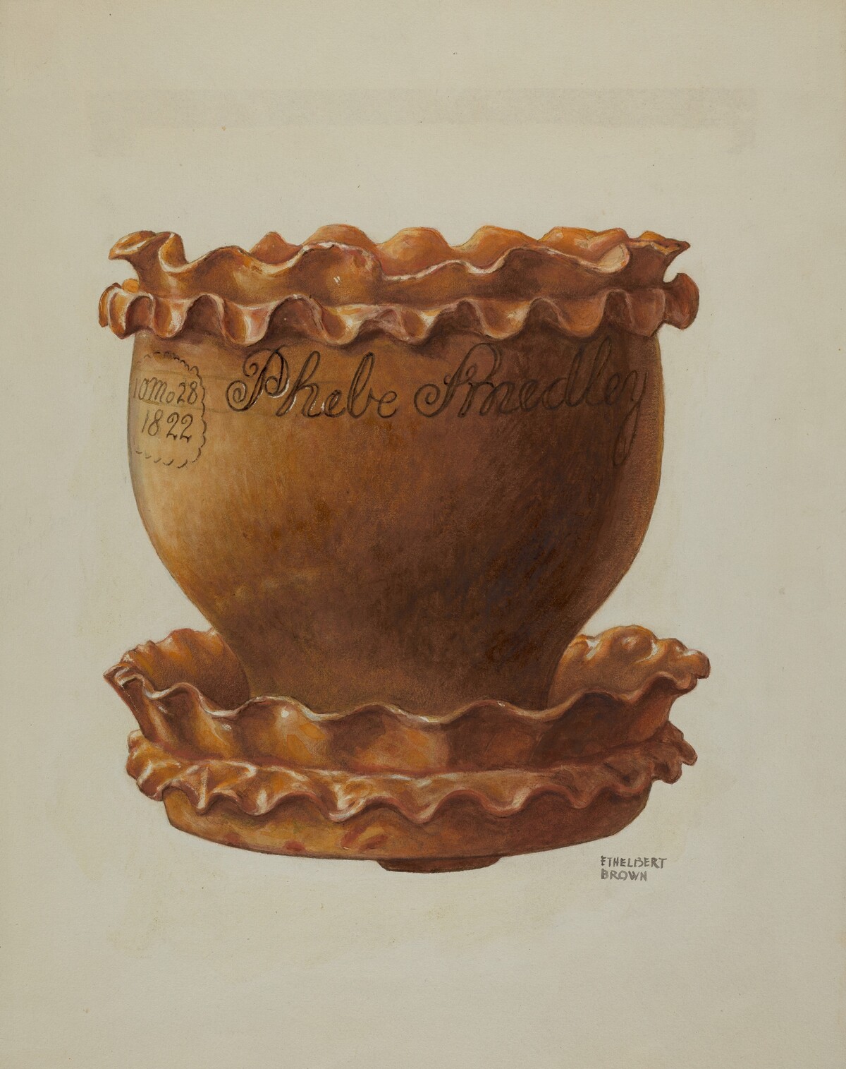 Pa. German Flower Pot and Saucer by Ethelbert Brown
