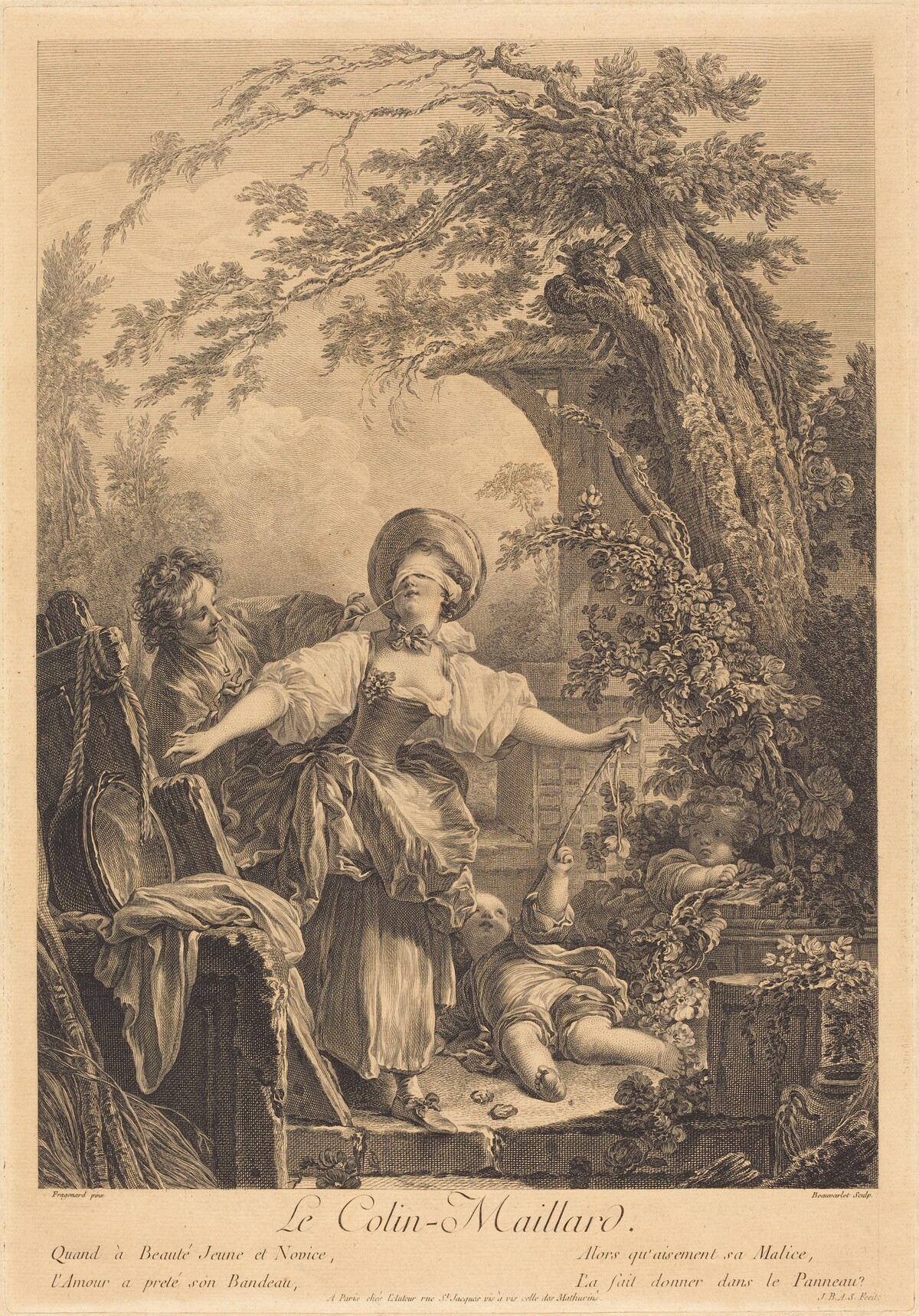 Colin Maillard by Jacques-Firmin Beauvarlet after Jean-Honoré Fragonard