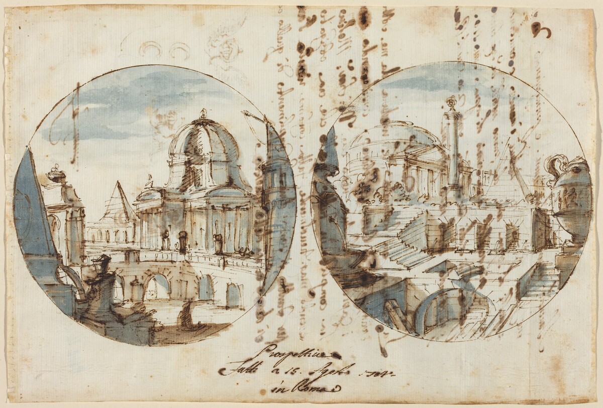 Architectural Fantasies with Temples and Pyramids by Filippo Juvarra