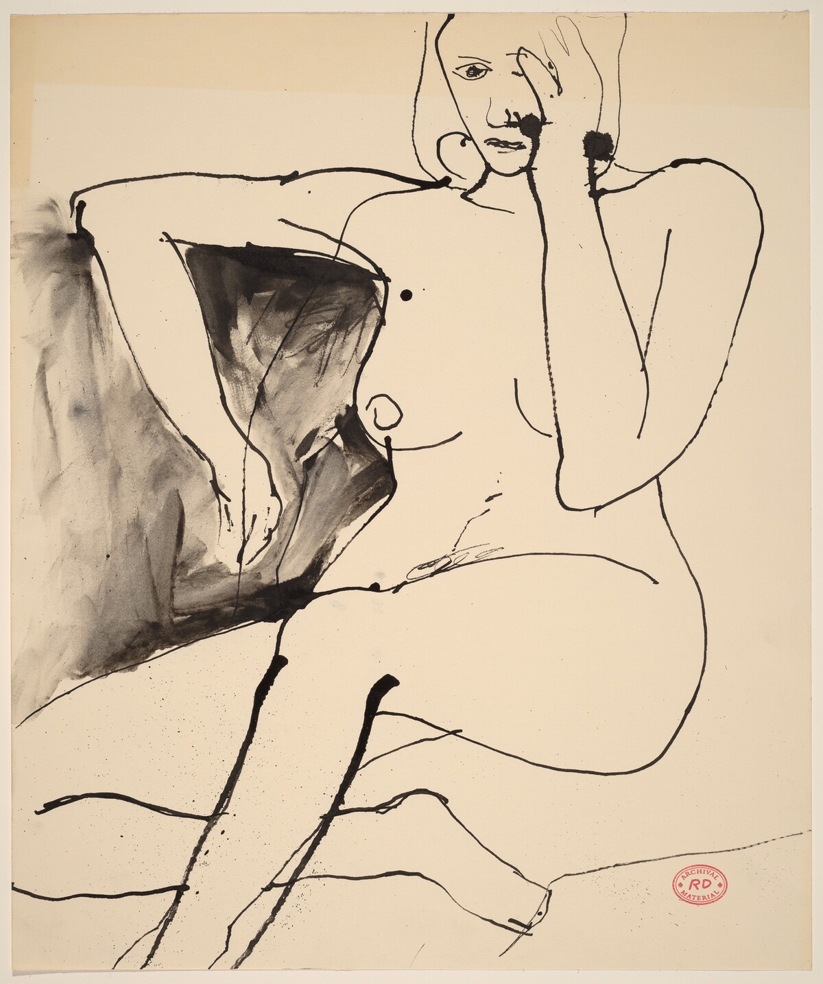 Untitled [seated nude covering the side of her face with her hand] by Richard Diebenkorn