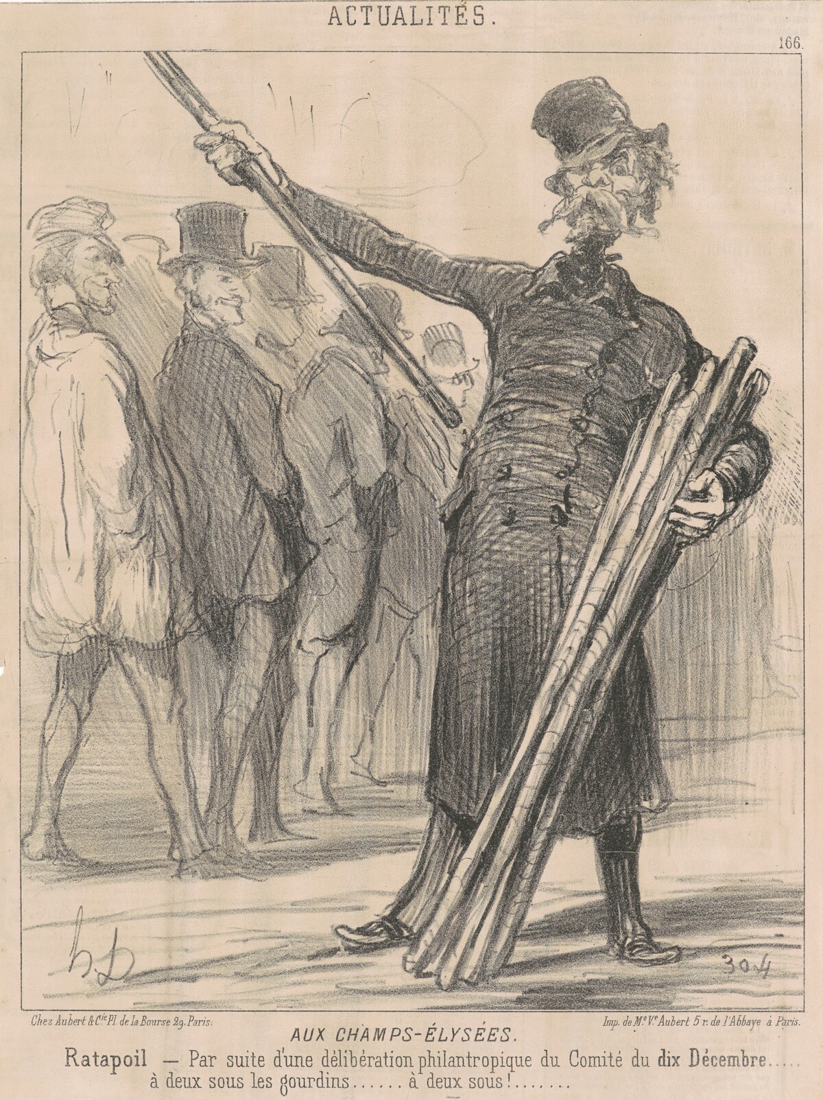 Aux Champs-Elysées, Ratapoil. Par suite d'une délibération philantropique [sic] du Comité du dix Décembre...à deux sous à club...deux sous... by Honoré Daumier