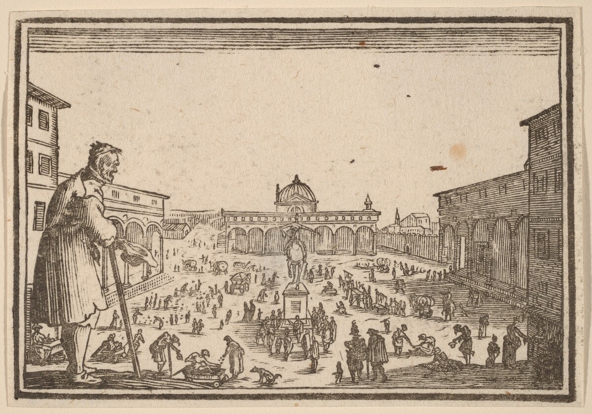Piazza SS. Annunziata, Florence by Edouard Eckman after Jacques Callot