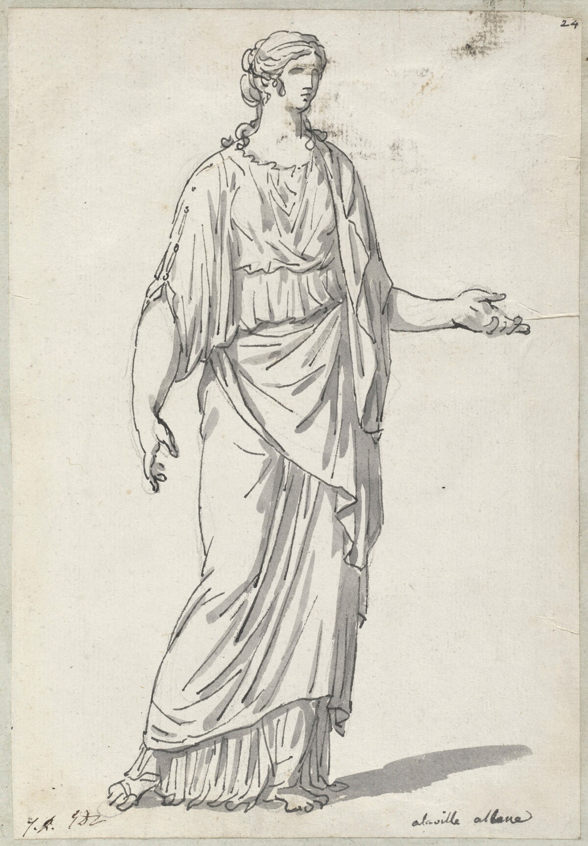 Classical Sculpture of a Woman with an Outstretched Arm by Jacques-Louis David