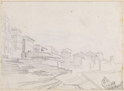 Buildings along a Riverside [verso]