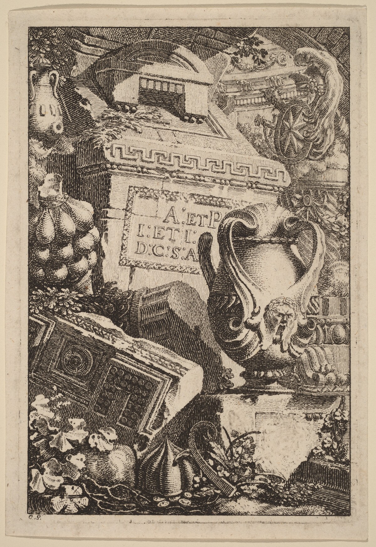 Fantasy of an Antique Tomb with Fragments of Architecture and Sculpture by Carl Schütz