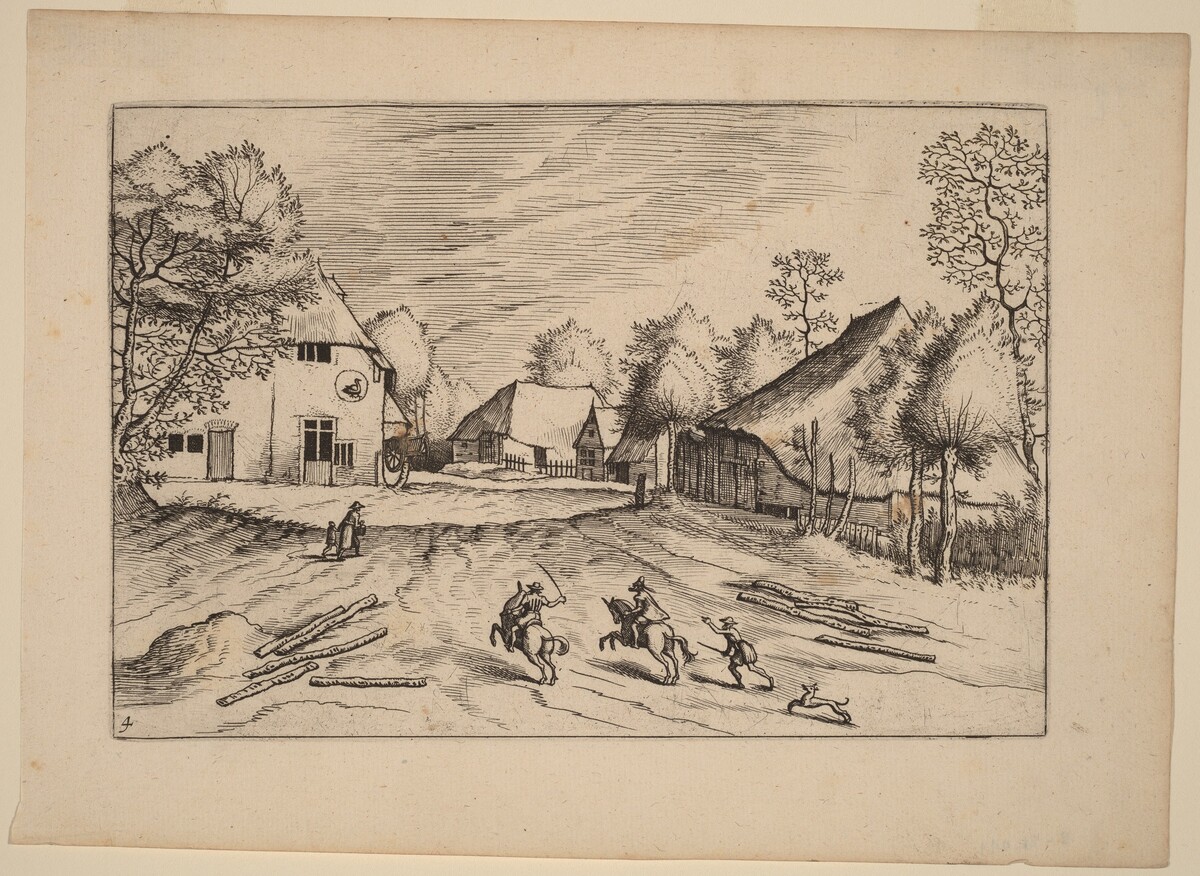 The Swann's Inn with Farms by Johannes van Doetechum, the Elder and Lucas van Doetechum after Master of the Small Landscapes