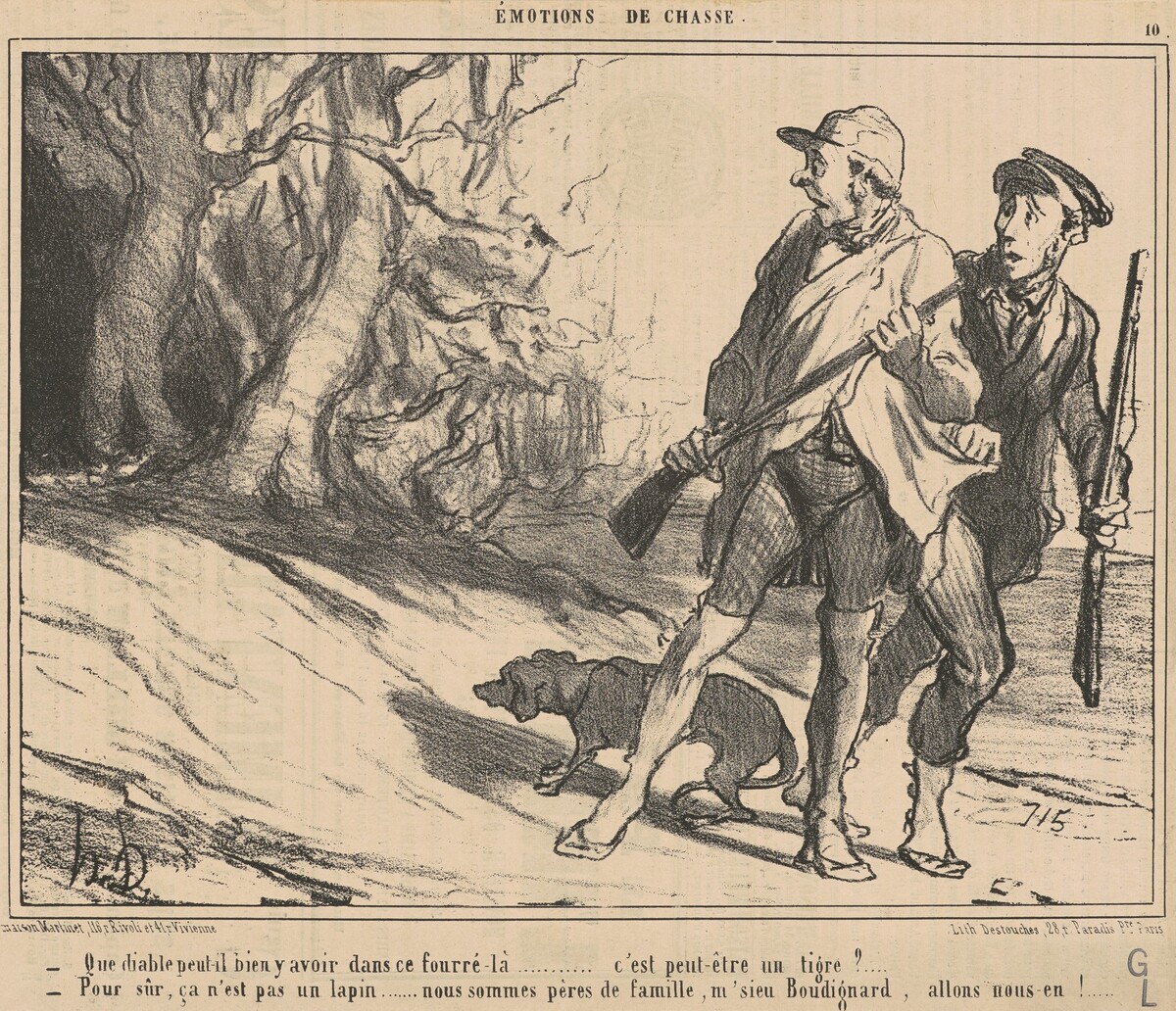 Que diable peut-il bien y avoir dans ce fourré-la? ... by Honoré Daumier