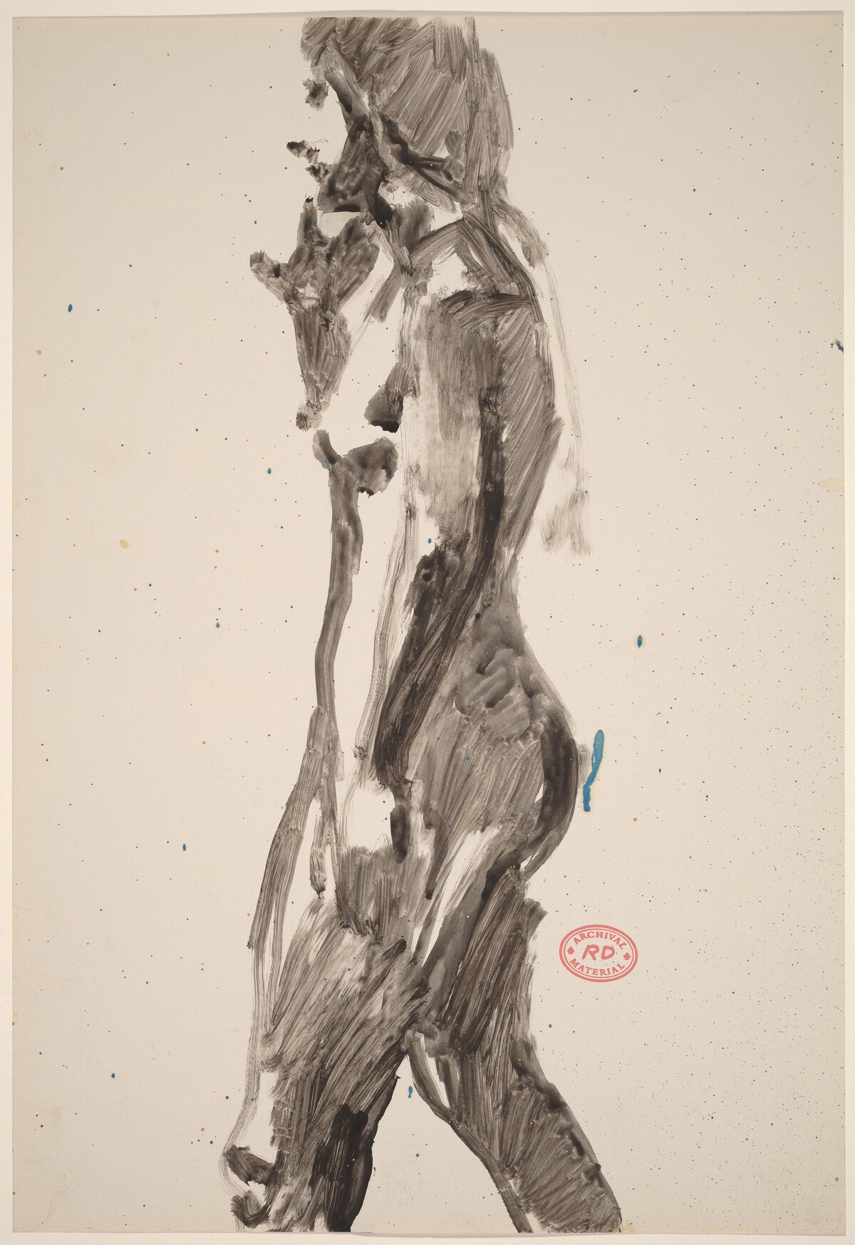 Untitled [side view of female nude with right hand raised] by Richard Diebenkorn