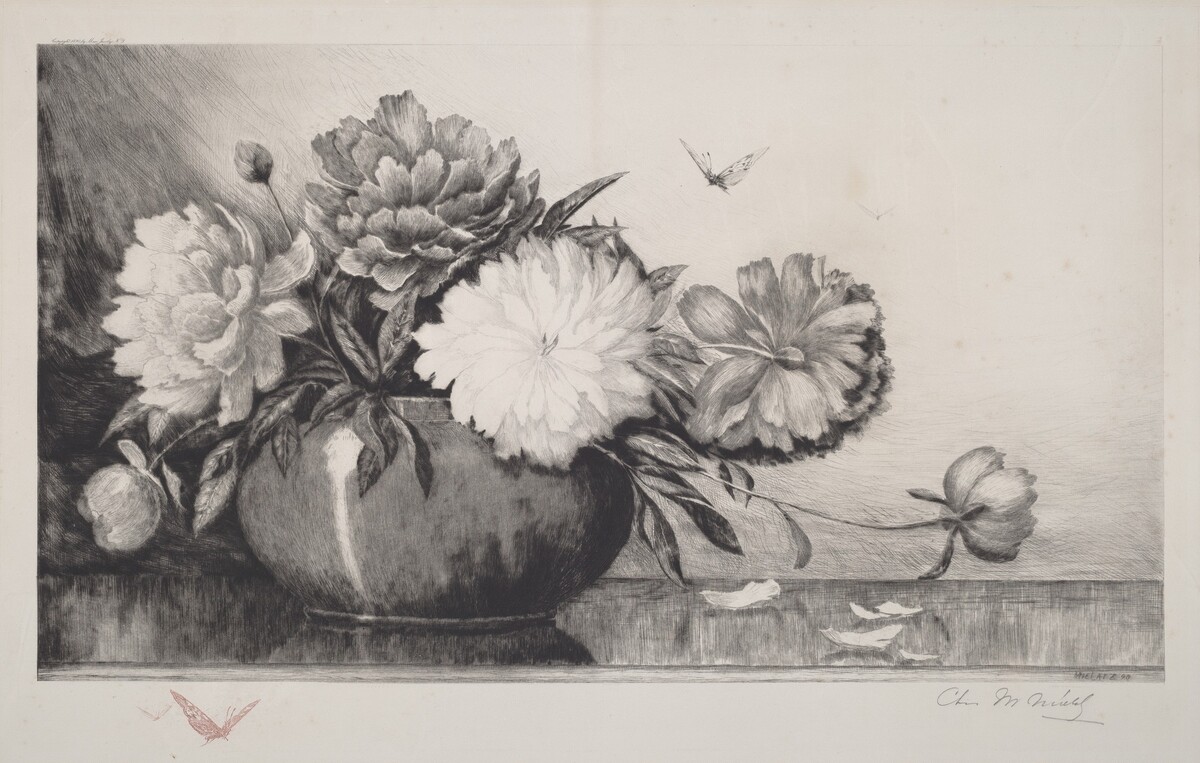 Untitled (Peonies in a Bowl) by Charles Frederick William Mielatz