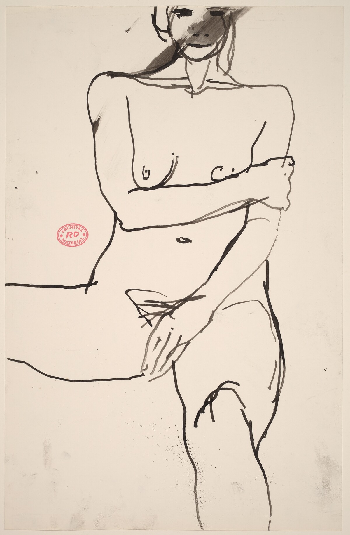 untitled [female nude with right arm across chest] by Richard Diebenkorn