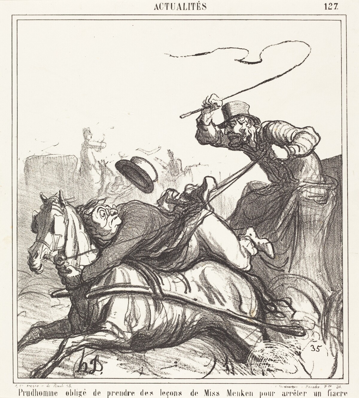 Prudhomme obligé de prendre des leçons... by Honoré Daumier