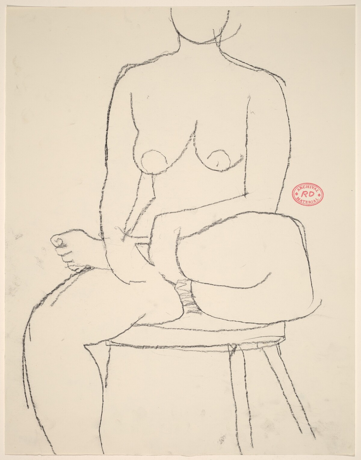 Untitled [female nude seated on stool with leg crossed] by Richard Diebenkorn