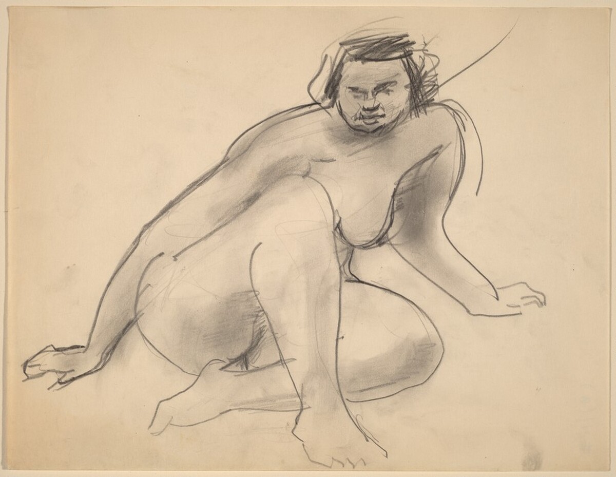 Nude Seated on the Ground, Leaning to the Right, Legs Bent by Mark Rothko