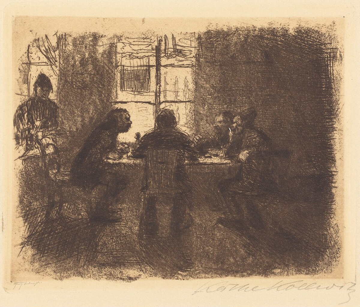Four Men in a Pub (Vier Manner in der Kneipe) by Käthe Kollwitz