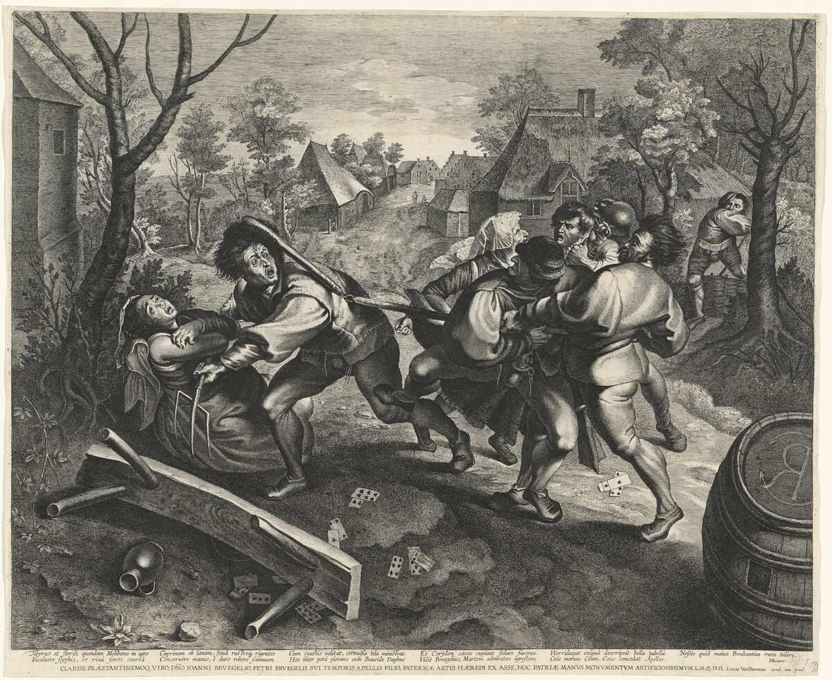 Peasants Fighting over a Game of Cards by Lucas Emil Vorsterman, after Pieter Bruegel the Elder