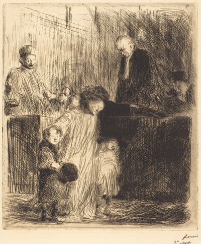 La sortie de l'audience (1ère planche) (Coming Out of the Hearing) (first plate)