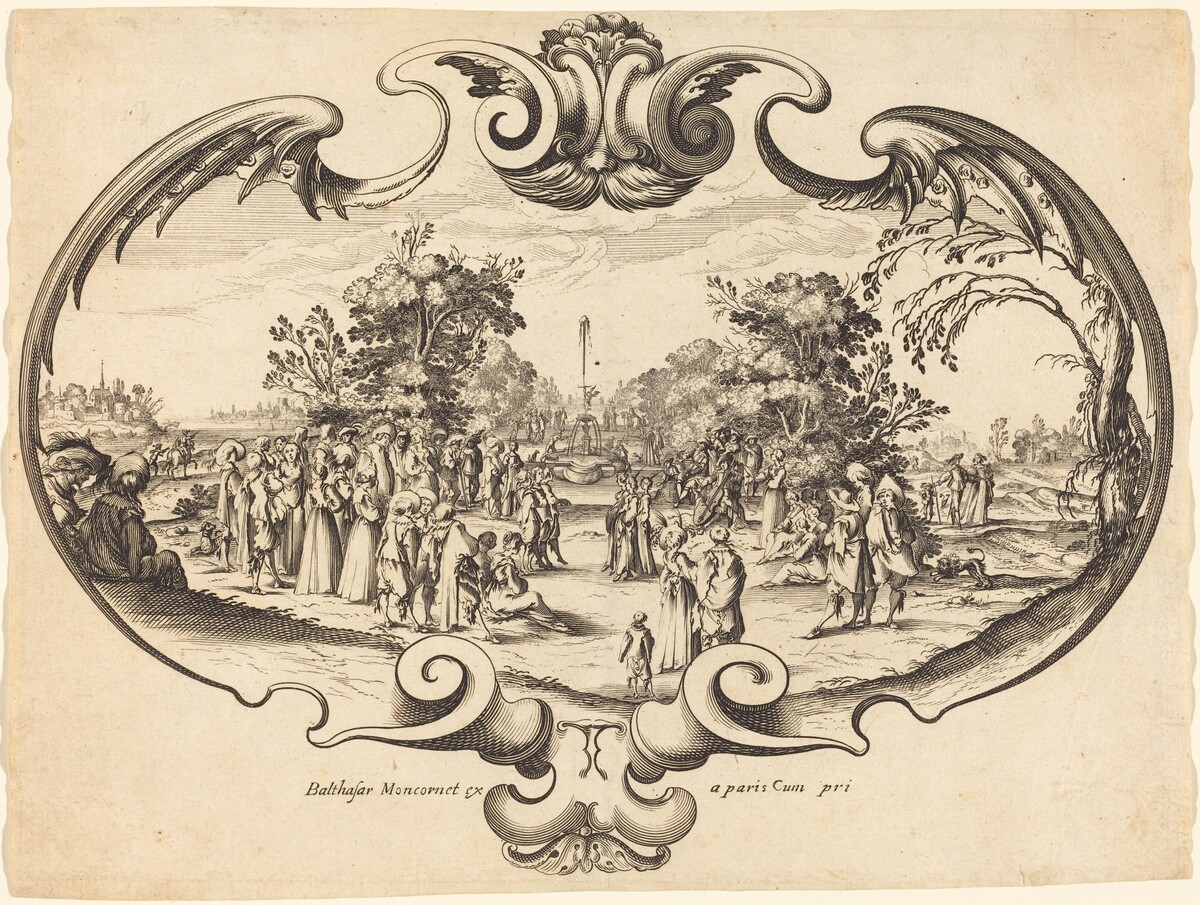 Design for a Fan: Courtly Figures in a Landscape by Noël Cochin