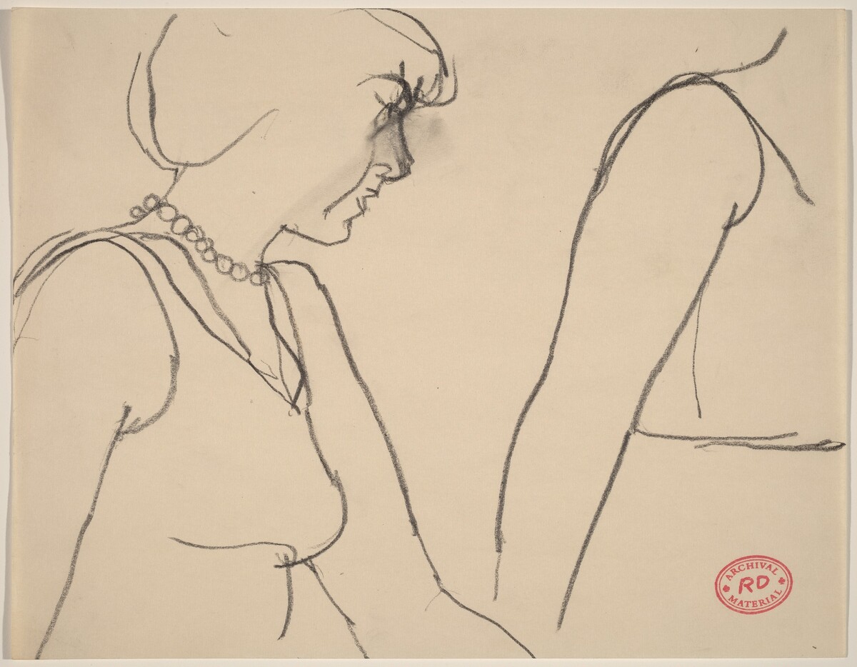 Untitled [two women, one wearing pearls] by Richard Diebenkorn