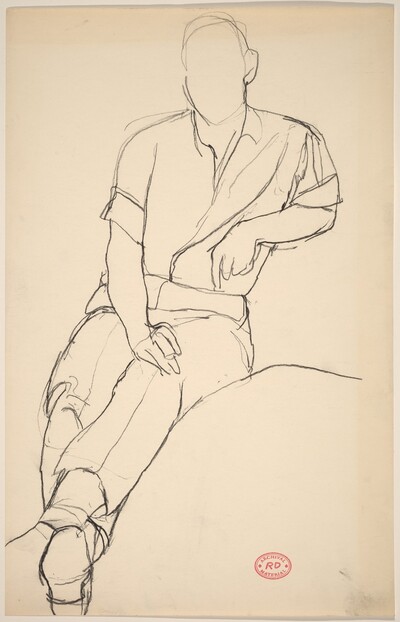 Untitled [seated man with his legs extended]