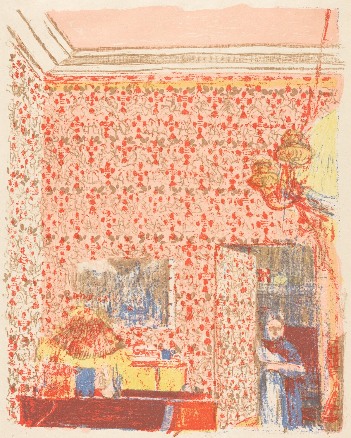 Interior with Pink Wallpaper I (Interieur aux tentures roses I) by Edouard Vuillard