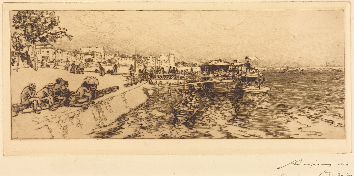 Pier of Bercy (Embarcadere, quai de Bercy) by Auguste Lepère