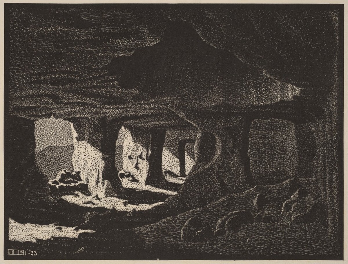 Cave Dwellings, Sicily by M.C. Escher