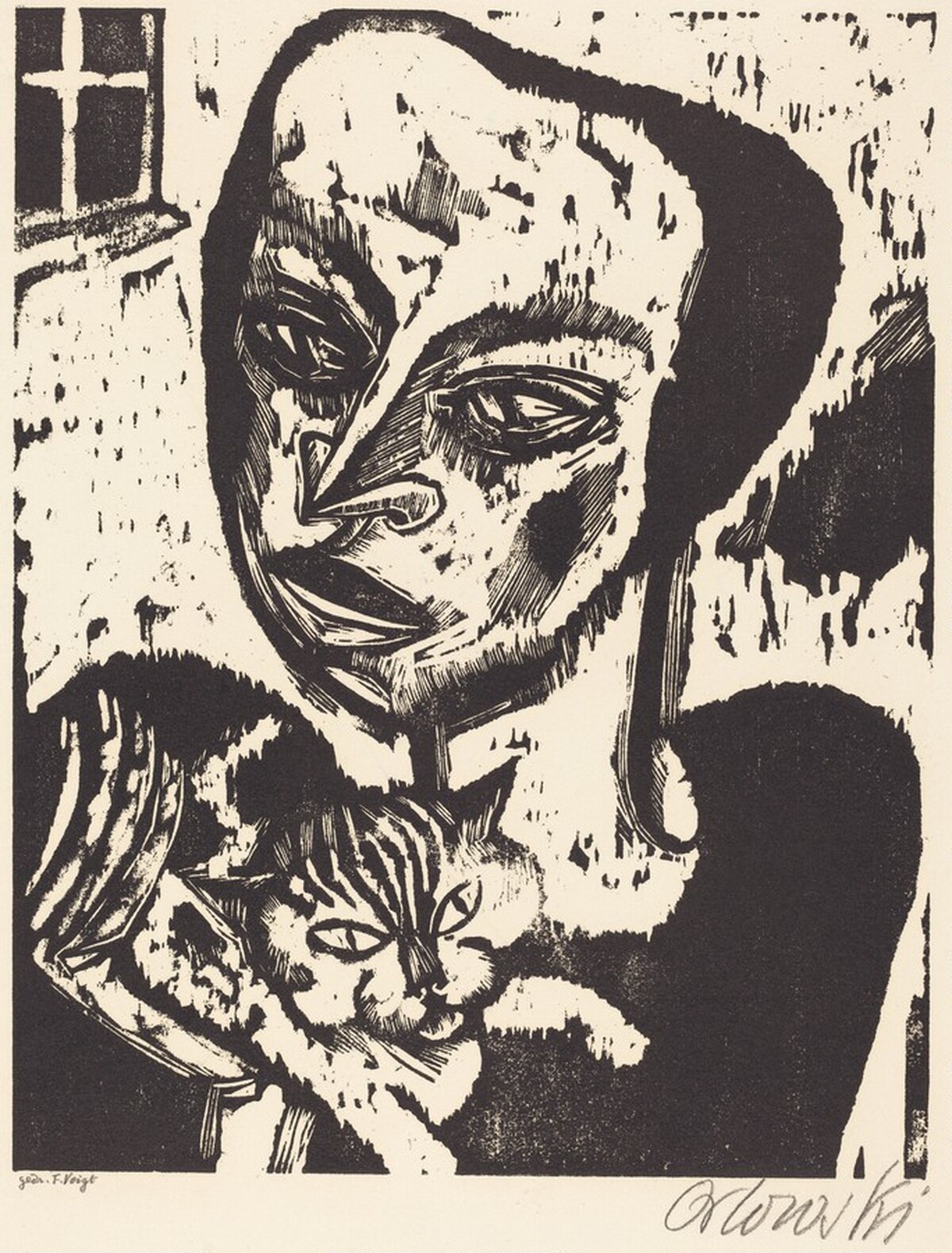 Girl with Cat by Hans Orlowski