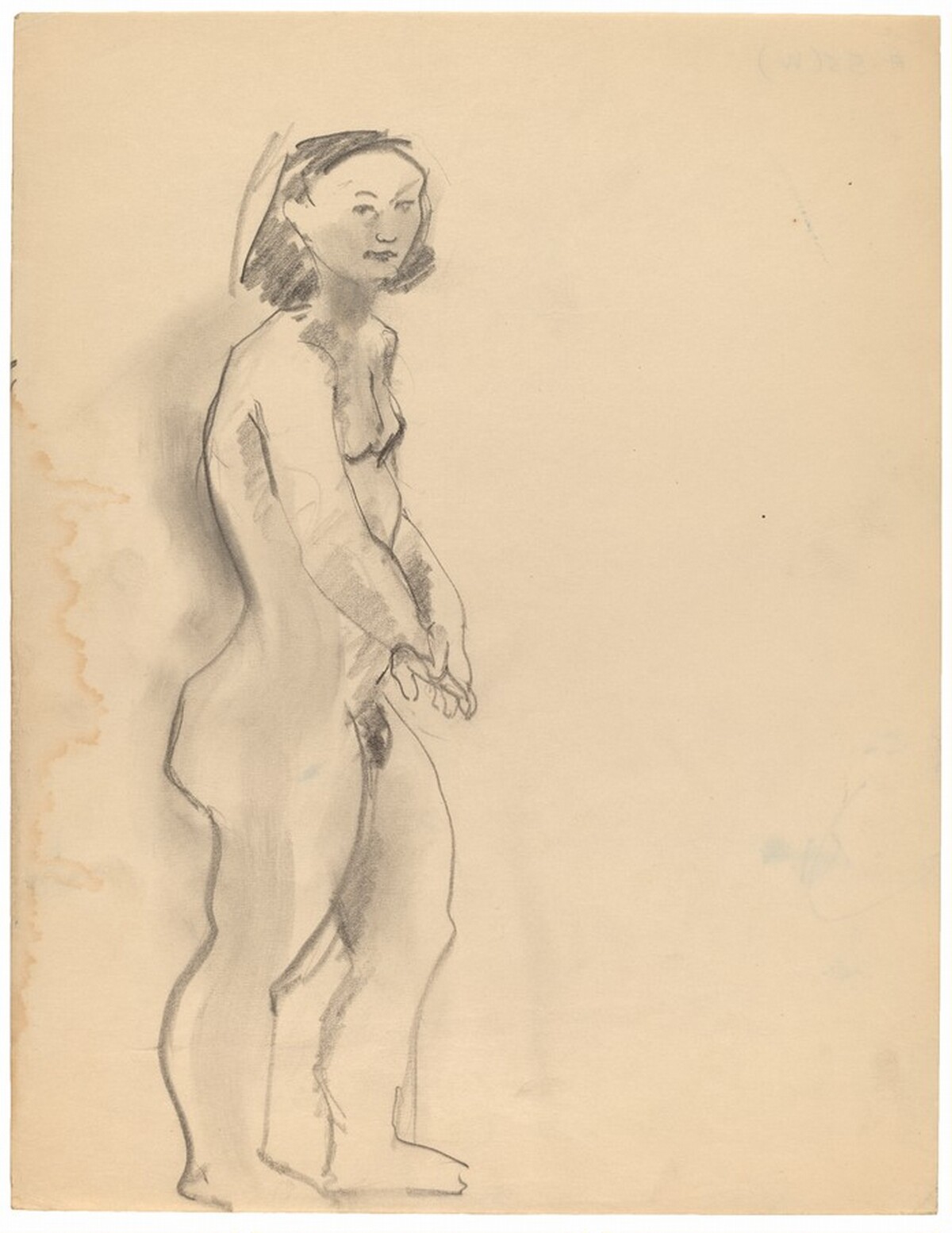 Standing Nude, Three-quarter View Facing Right, Head Turned to Viewer [recto] by Mark Rothko