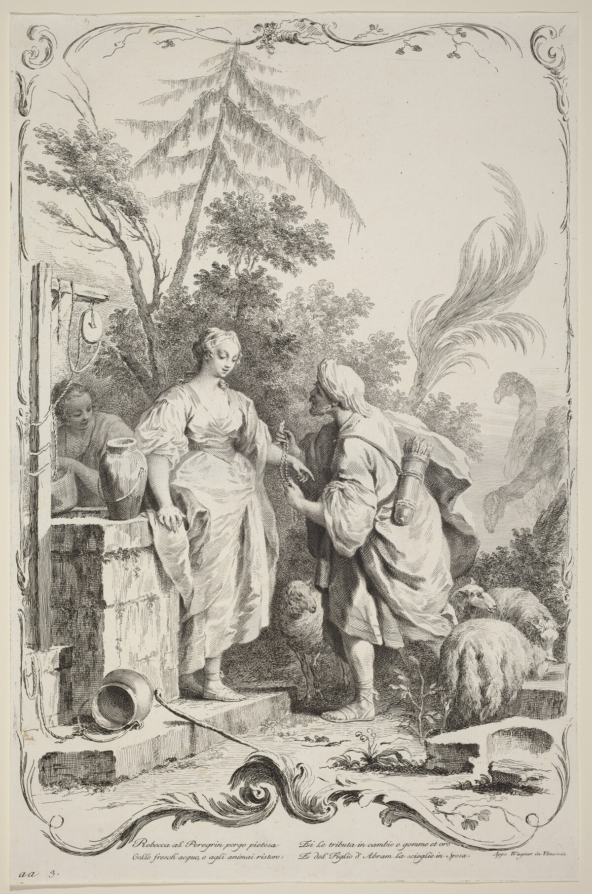 Rebecca at the Well by Joseph Wagner (publisher) after Jacopo Amigoni