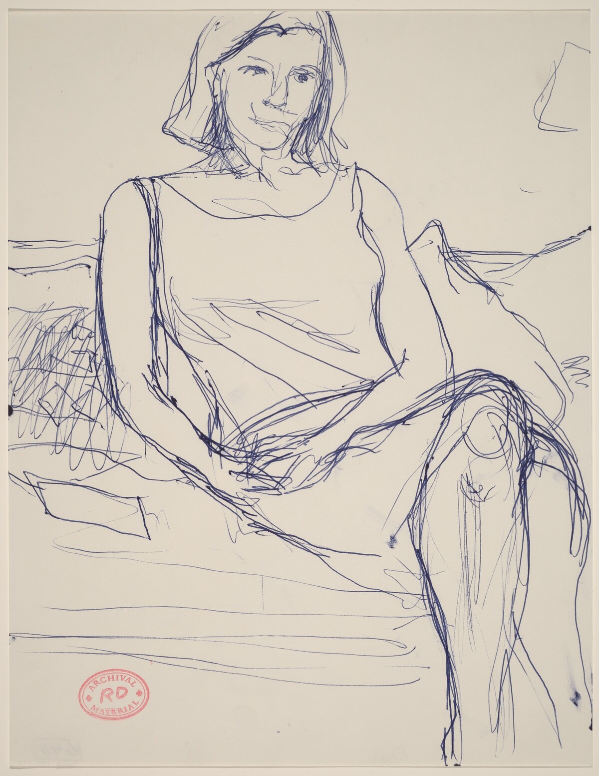 Untitled [woman in a sleeveless dress seated on sofa] by Richard Diebenkorn