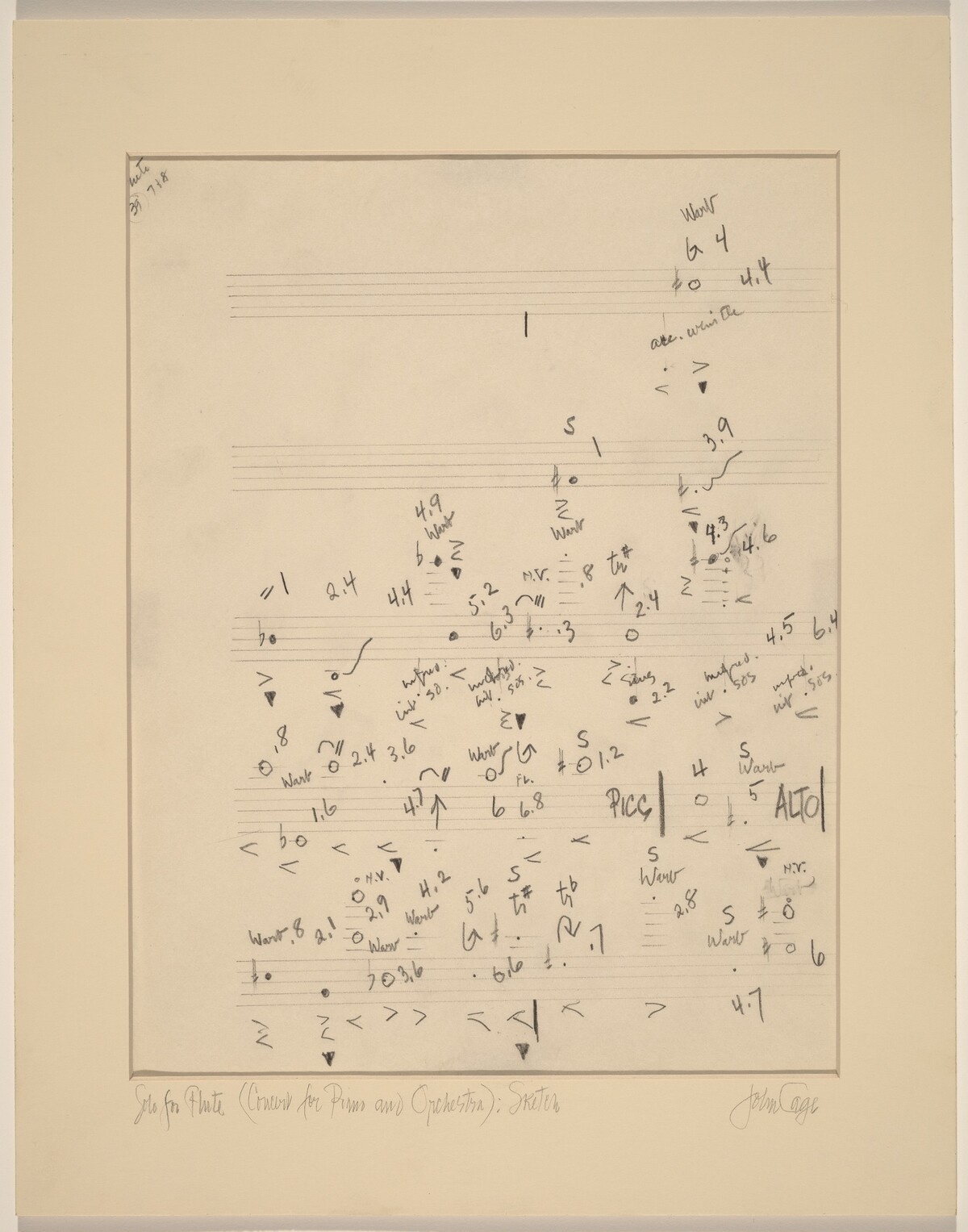 Solo for Flute (Concert for Piano and Orchestra): Sketch by John Cage