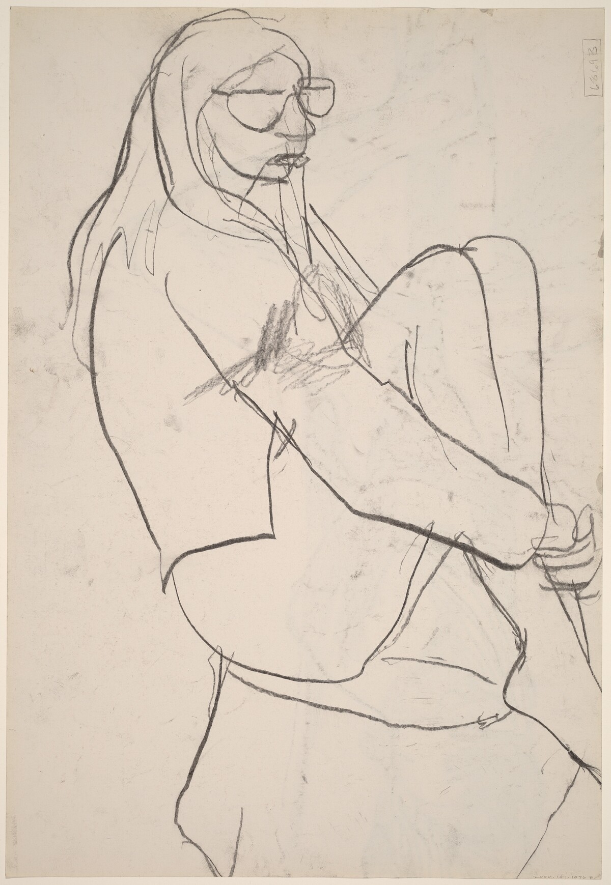 Untitled [seated woman with long hair and glasses] [verso] by Richard Diebenkorn